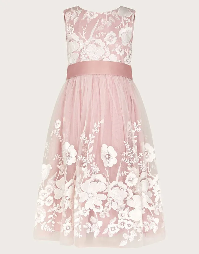Children Alicia Lace Embroidered Maxi Dress Pink Monsoon Dresses
