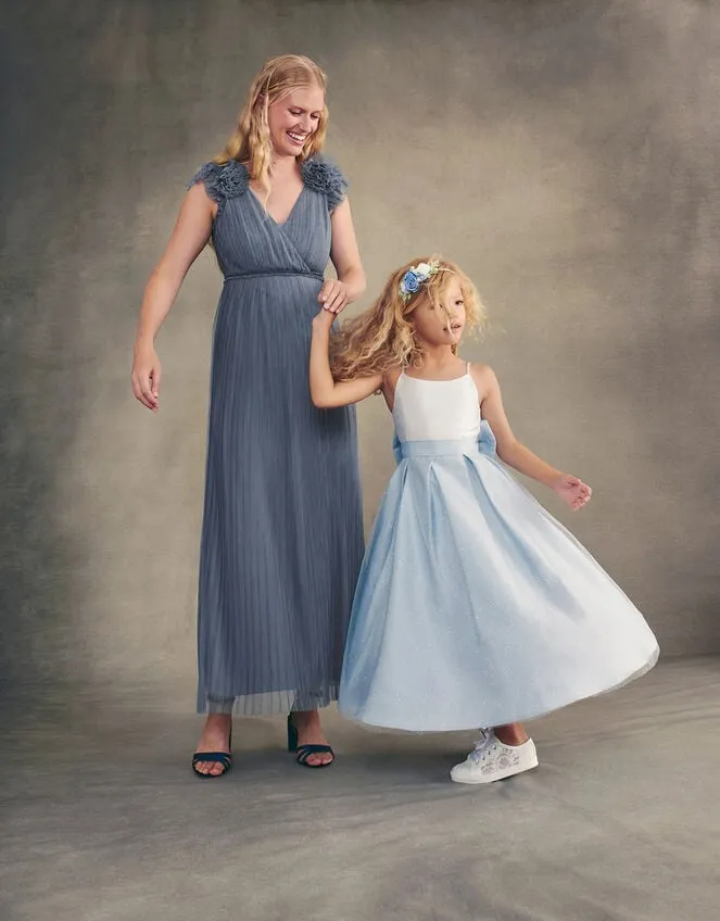 Children Anastasia Glitter Tulle Maxi Dress Blue Monsoon Dresses