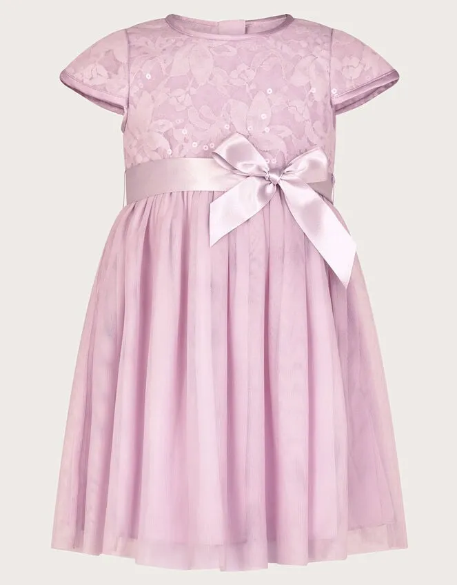 Children Baby Lacey Sequin Truth Dress Purple Monsoon Partywear