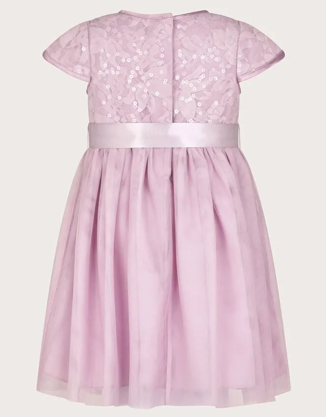 Children Baby Lacey Sequin Truth Dress Purple Monsoon Partywear