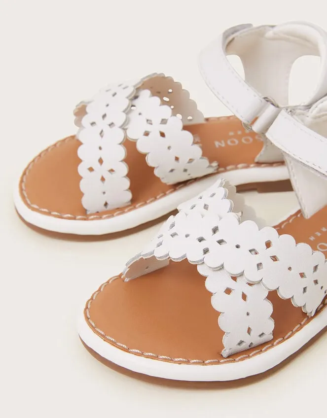 Children Baby Leather Cutwork Sandals White Monsoon Baby Shoes and Sandals
