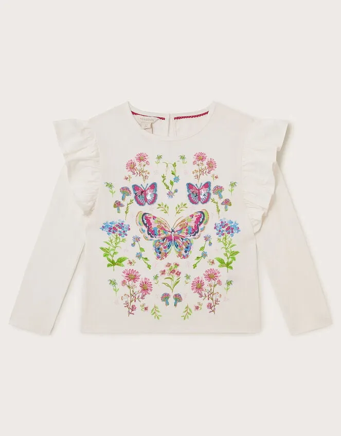 Children Butterfly Long Sleeve Top Ivory Monsoon Tops and TShirts