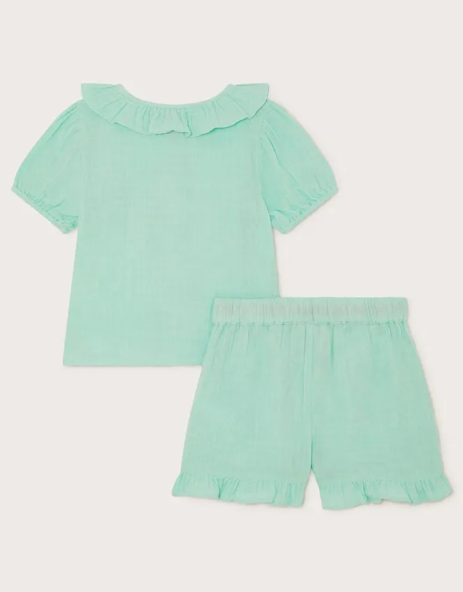 Children Cheesecloth Pyjama Set Green Monsoon Pyjamas Dressing Gowns and Slippers