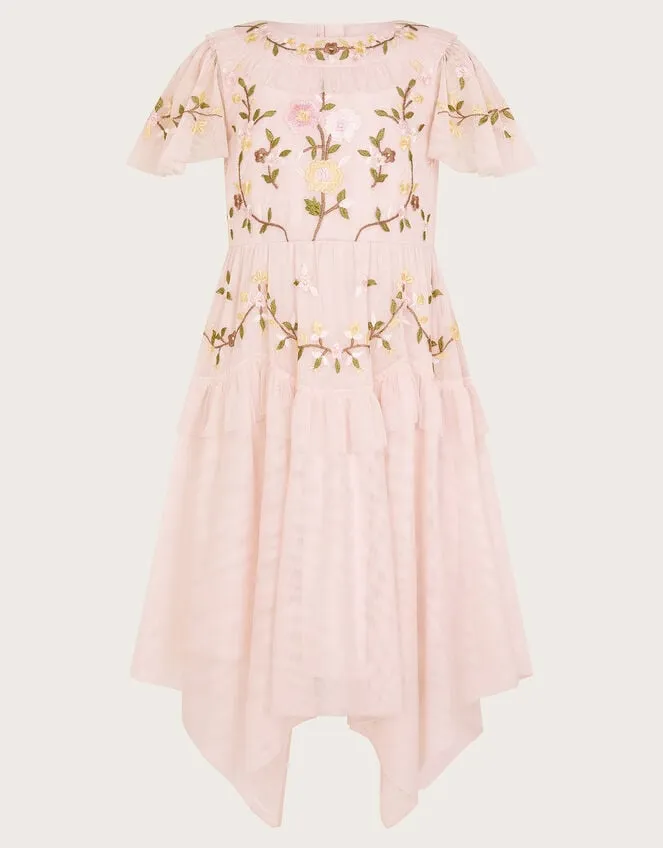 Children Cora Embroidered Ruffle Dress Pink Monsoon Dresses