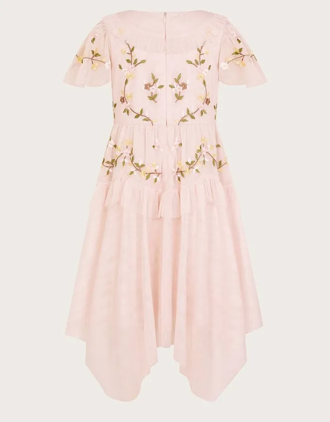 Children Cora Embroidered Ruffle Dress Pink Monsoon Dresses