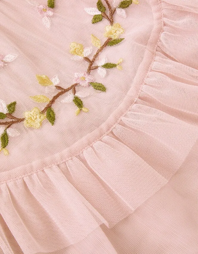 Children Cora Embroidered Ruffle Dress Pink Monsoon Dresses
