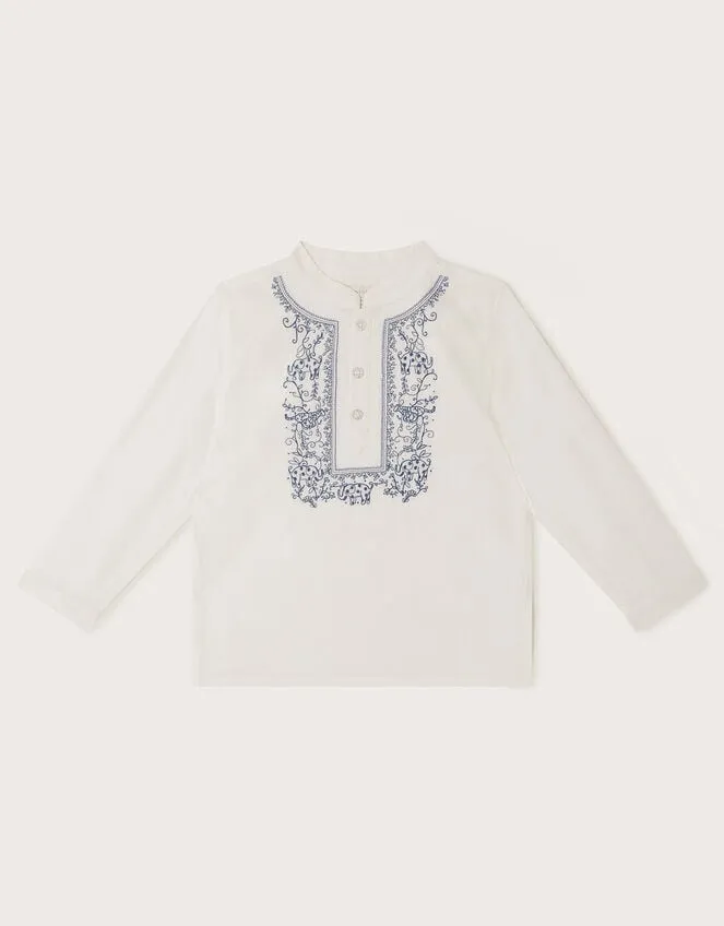 Children Embroidered Kurta Ivory Monsoon Tops and TShirts