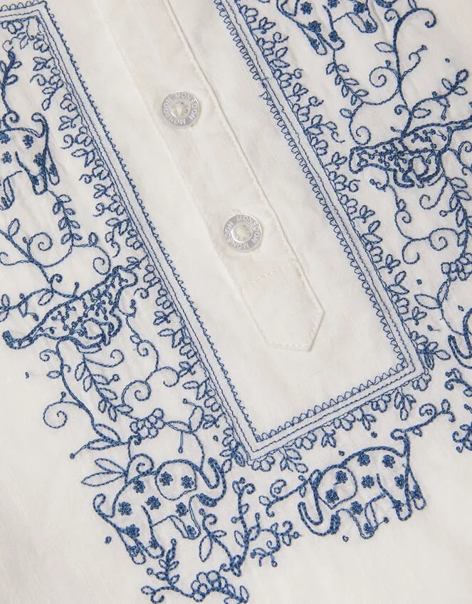 Children Embroidered Kurta Ivory Monsoon Tops and TShirts