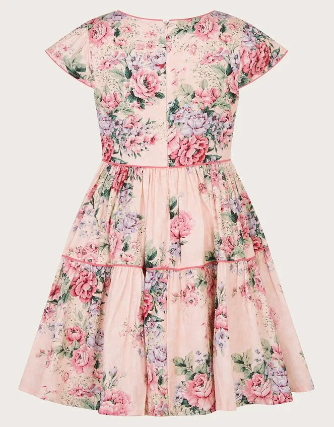 Children Jacquard Rose Dress Pink Monsoon Dresses
