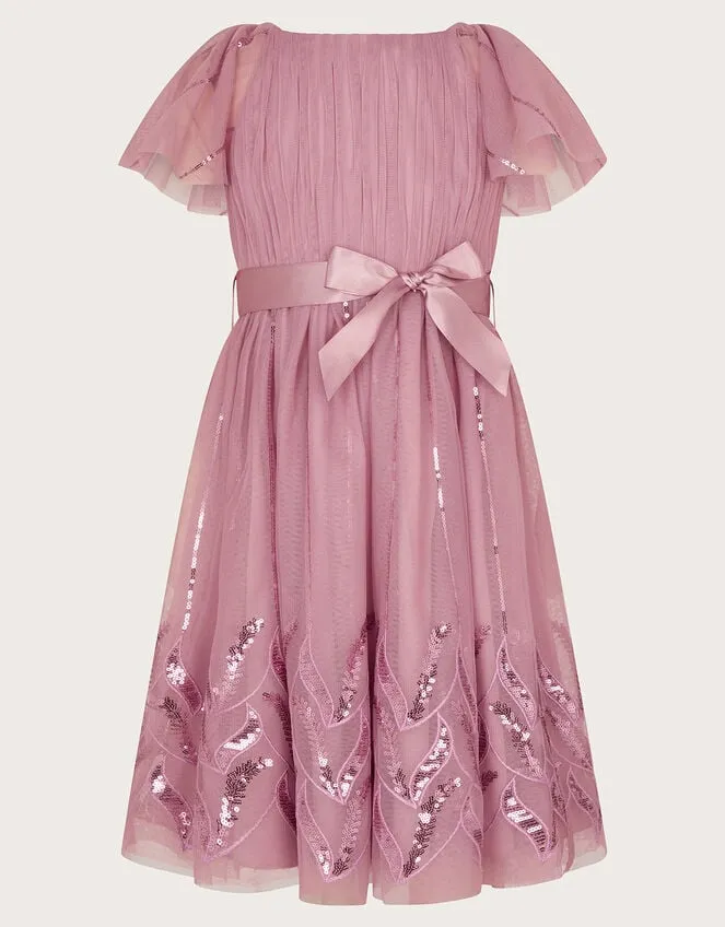 Children Layla Sequin Stitch Dress Pink Monsoon Partywear