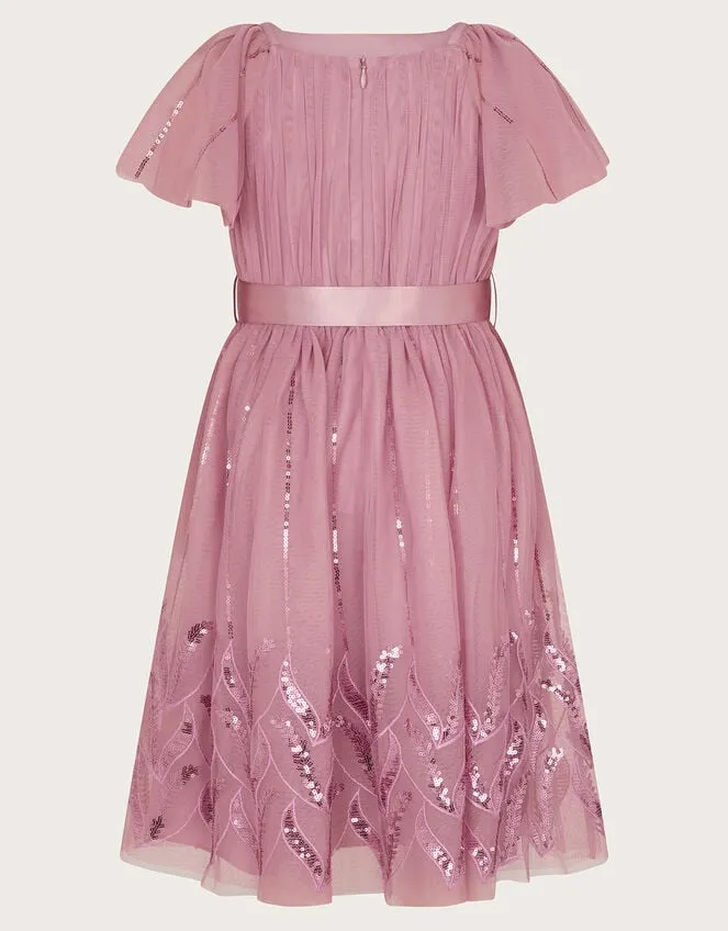 Children Layla Sequin Stitch Dress Pink Monsoon Partywear