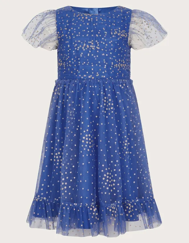 Children Lila Glitter Party Dress Blue Monsoon Dresses