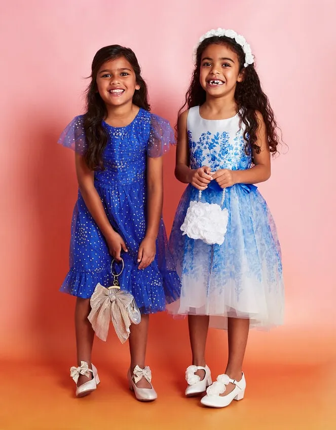 Children Lila Glitter Party Dress Blue Monsoon Dresses