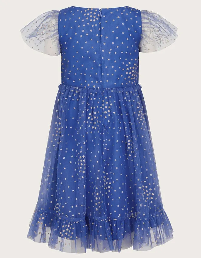 Children Lila Glitter Party Dress Blue Monsoon Dresses