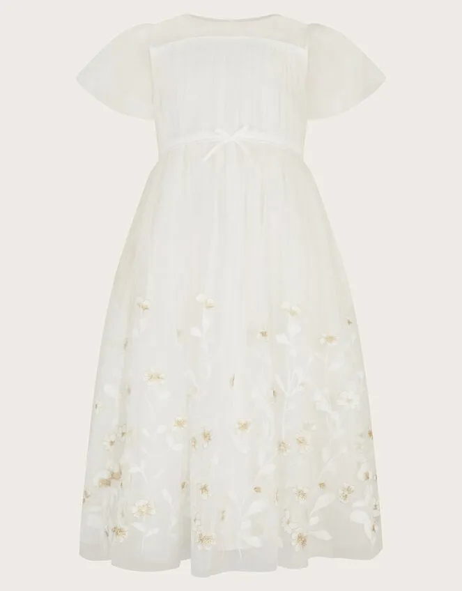 Children Liliana Border Embroidered Dress Ivory Monsoon Dresses