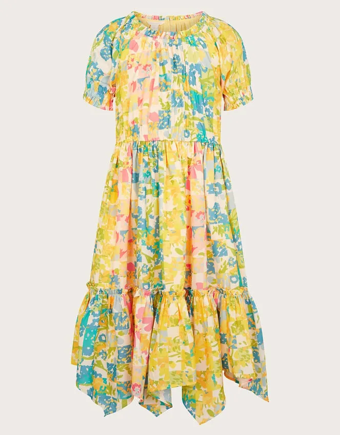 Children Patchwork Floral Dress Yellow Monsoon Dresses
