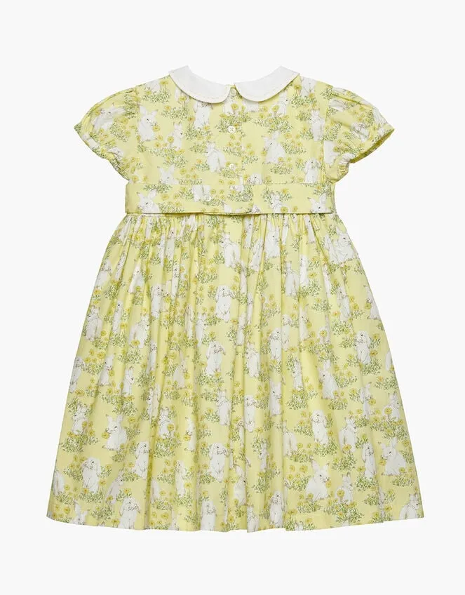 Children Trotters Bunny Print Dress Yellow Monsoon Dresses