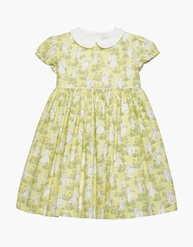 Children Trotters Bunny Print Dress Yellow Monsoon Dresses