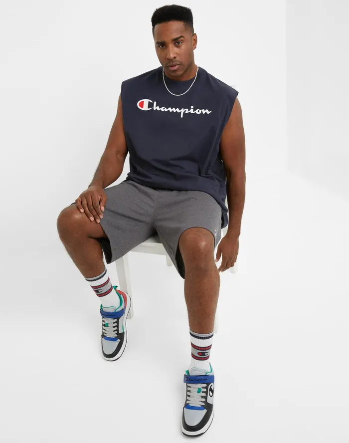 Classic Muscle Tank Script Logo Big and Tall Navy Men Champion TShirts and Tops