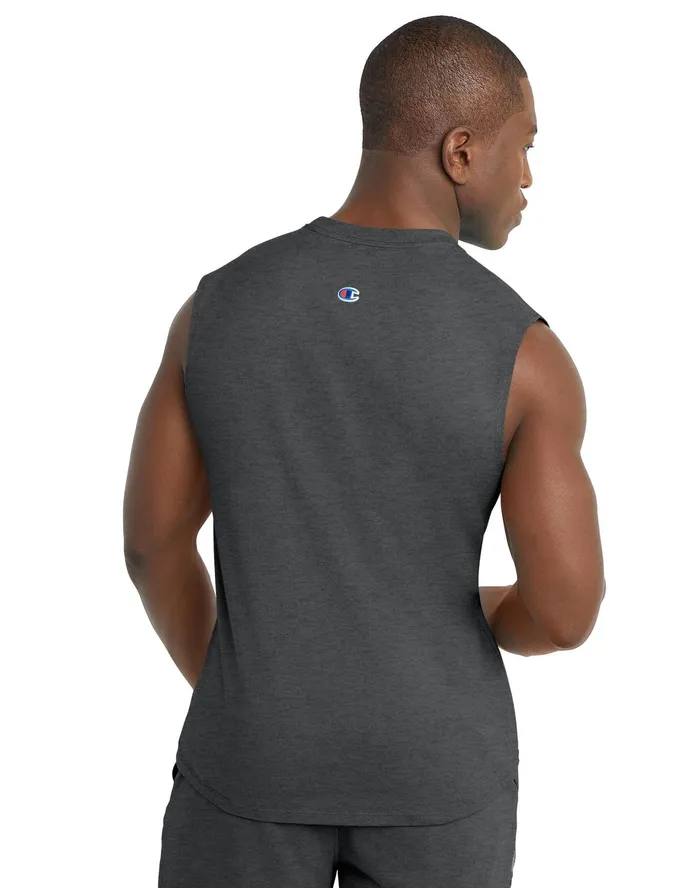 Classic Muscle Tank Script Logo Granite Heather Men Champion TShirts and Tops