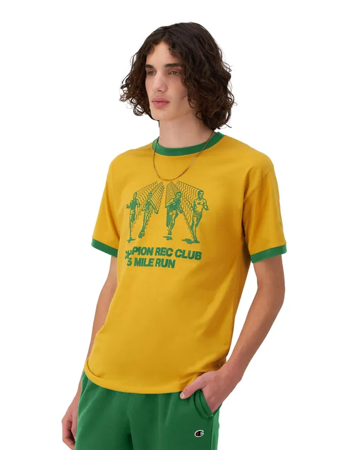 Classic Ringer Graphic TShirt Rec Club Run Royal Gold Heather Men Champion TShirts and Tops