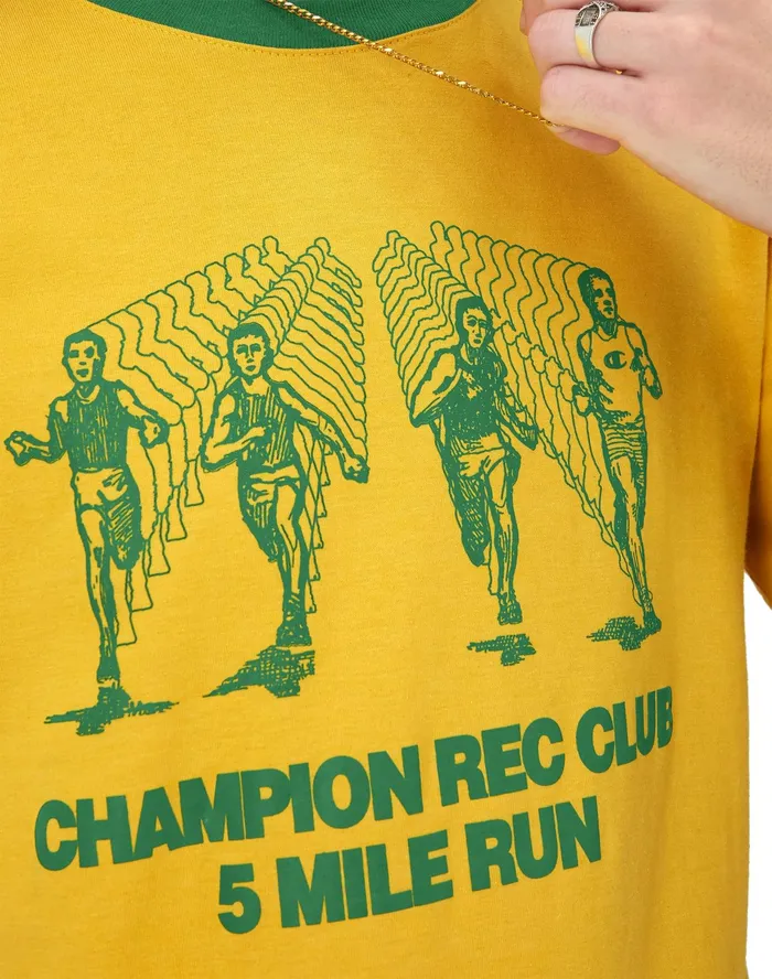 Classic Ringer Graphic TShirt Rec Club Run Royal Gold Heather Men Champion TShirts and Tops
