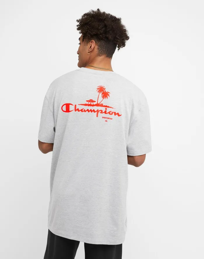 Classic TShirt Beach Graphic Big and Tall Oxford Grey Men Champion TShirts and Tops
