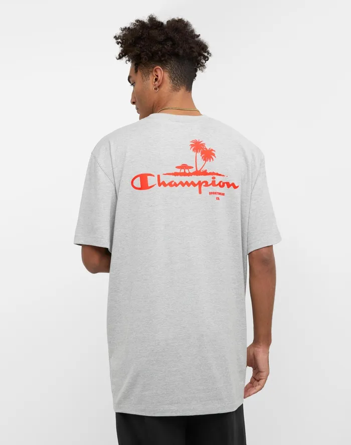 Classic TShirt Beach Graphic Big and Tall Oxford Grey Men Champion TShirts and Tops