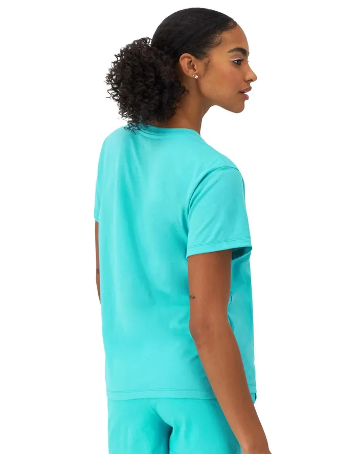 Classic TShirt C Logo Aqua Excursion Women Champion TShirts and Tops