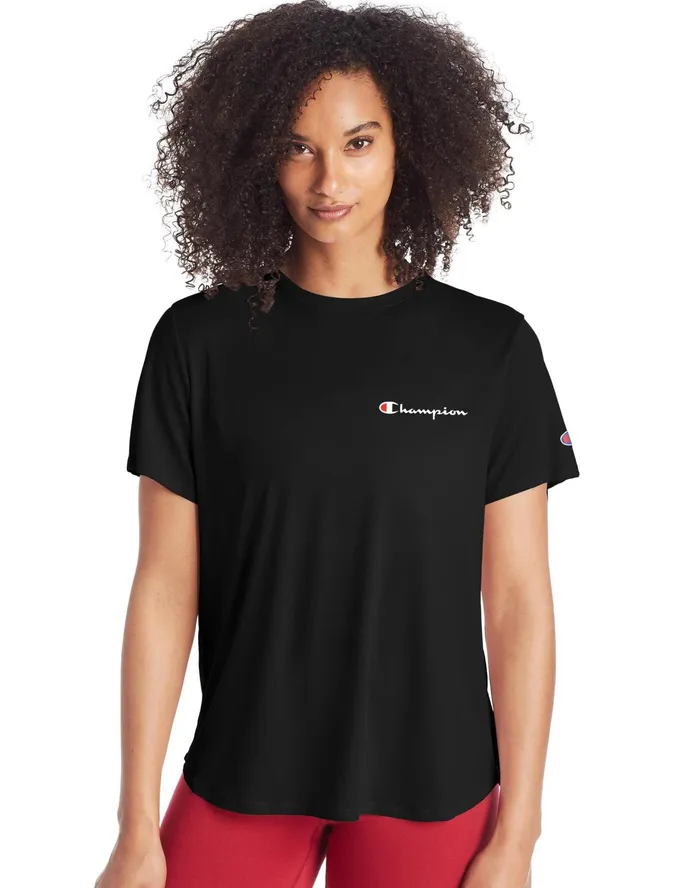 Classic TShirt Script Logo Black Women Champion TShirts and Tops