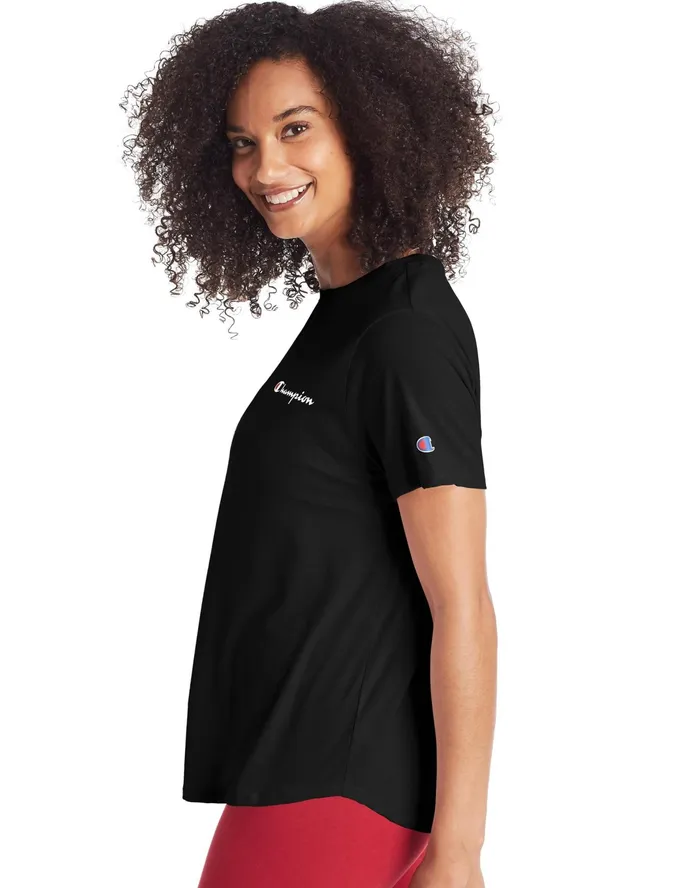 Classic TShirt Script Logo Black Women Champion TShirts and Tops