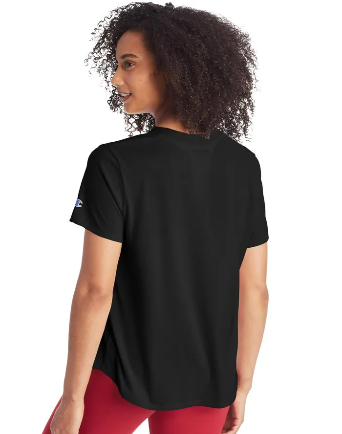 Classic TShirt Script Logo Black Women Champion TShirts and Tops