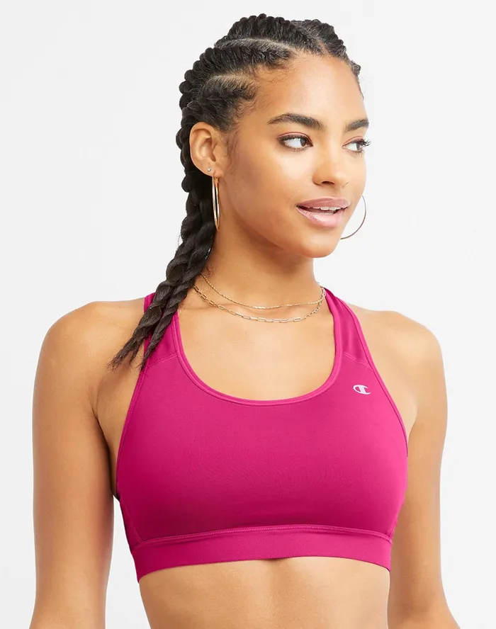 Compression Sports Bra C Logo Fantastic Fuchsia Women Champion Sports Bras and Bralettes