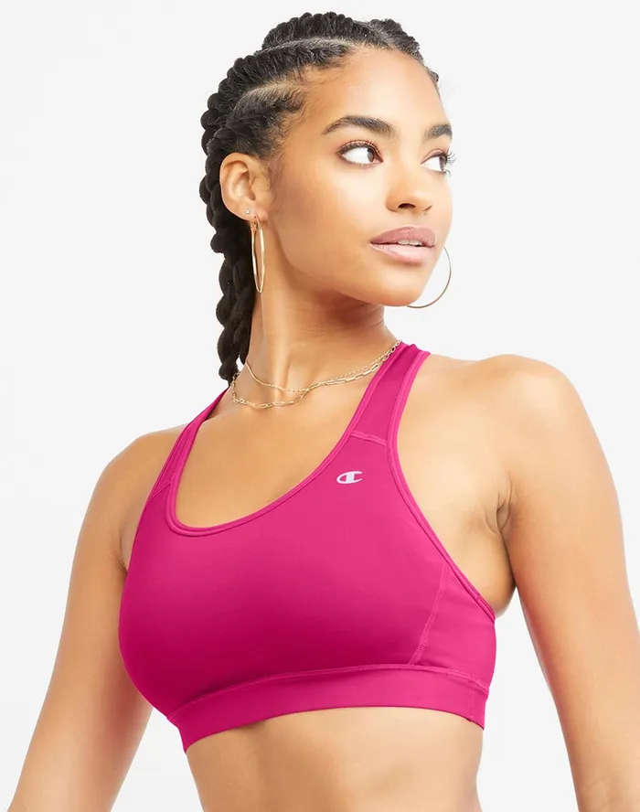 Compression Sports Bra C Logo Fantastic Fuchsia Women Champion Sports Bras and Bralettes