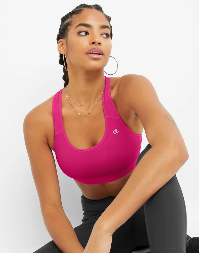 Compression Sports Bra C Logo Fantastic Fuchsia Women Champion Sports Bras and Bralettes