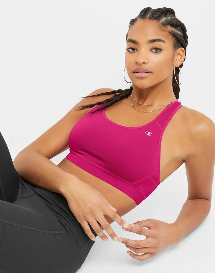 Compression Sports Bra C Logo Fantastic Fuchsia Women Champion Sports Bras and Bralettes