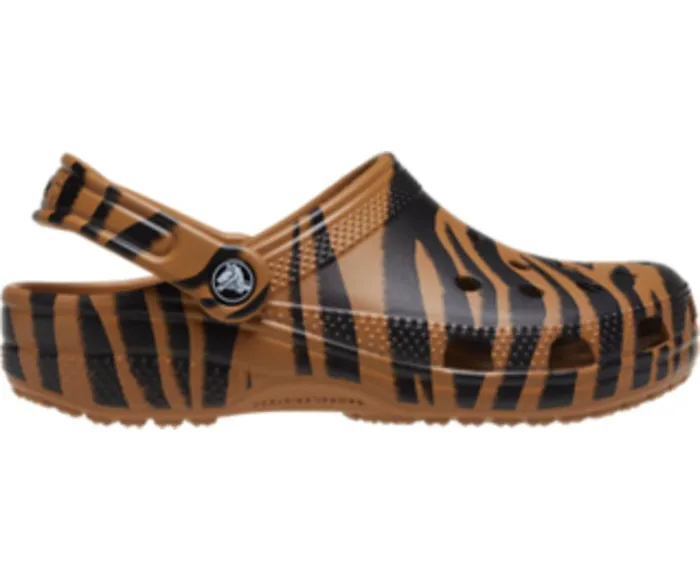 Crocs Classic Animal Print Clog Dark Gold Zebra Print WomensMens Clogs