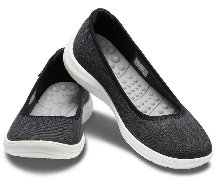 Crocs Crocs Reviva Flat Black White Womens Flats