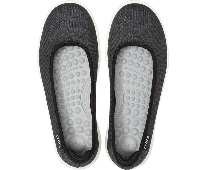 Crocs Crocs Reviva Flat Black White Womens Flats