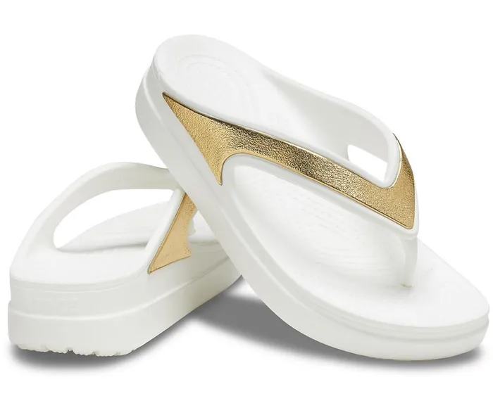 Crocs Crocs Sloane Shine Wedge Flip White Womens FlipFlops
