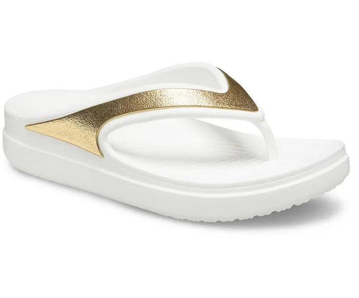 Crocs Crocs Sloane Shine Wedge Flip White Womens FlipFlops