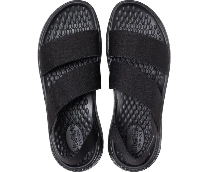 Crocs LiteRide Stretch Sandal Black Black Womens Sandals