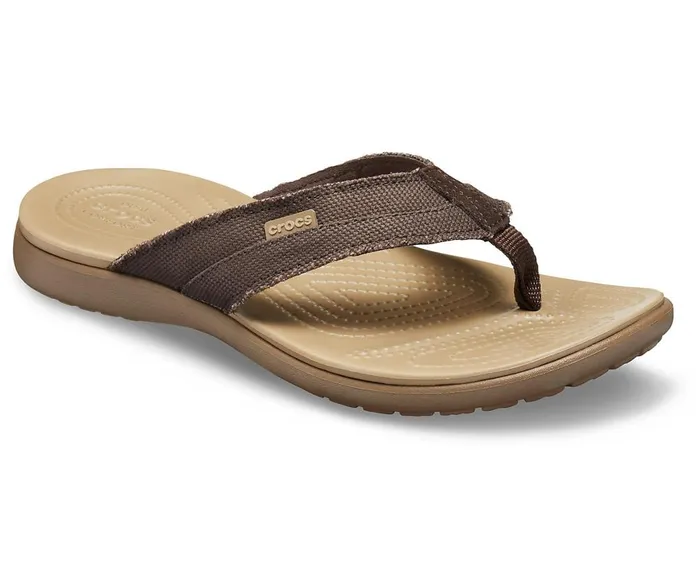Crocs Santa Cruz Canvas Flip Espresso Khaki Mens Sandals