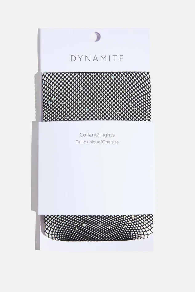 Dynamite Socks and Tights Women Gem Fishnet Tights Black