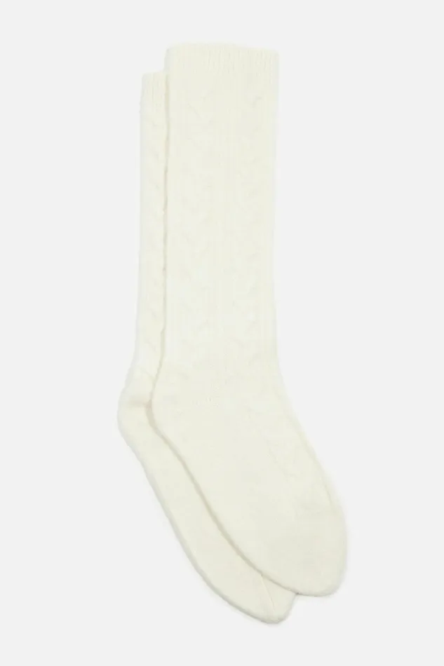 Dynamite Socks and Tights Women Heavenlyarn Cable Knit Calf High Socks Beige