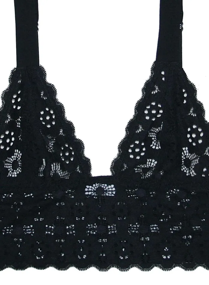 Fleur Du Mal Bralettes and Wireless Bras Women Crochet Lace Longline Triangle Bra Black Fleur Du Mal Bralettes and Wireless Bras Women Crochet Lace Longline Triangle Bra Black