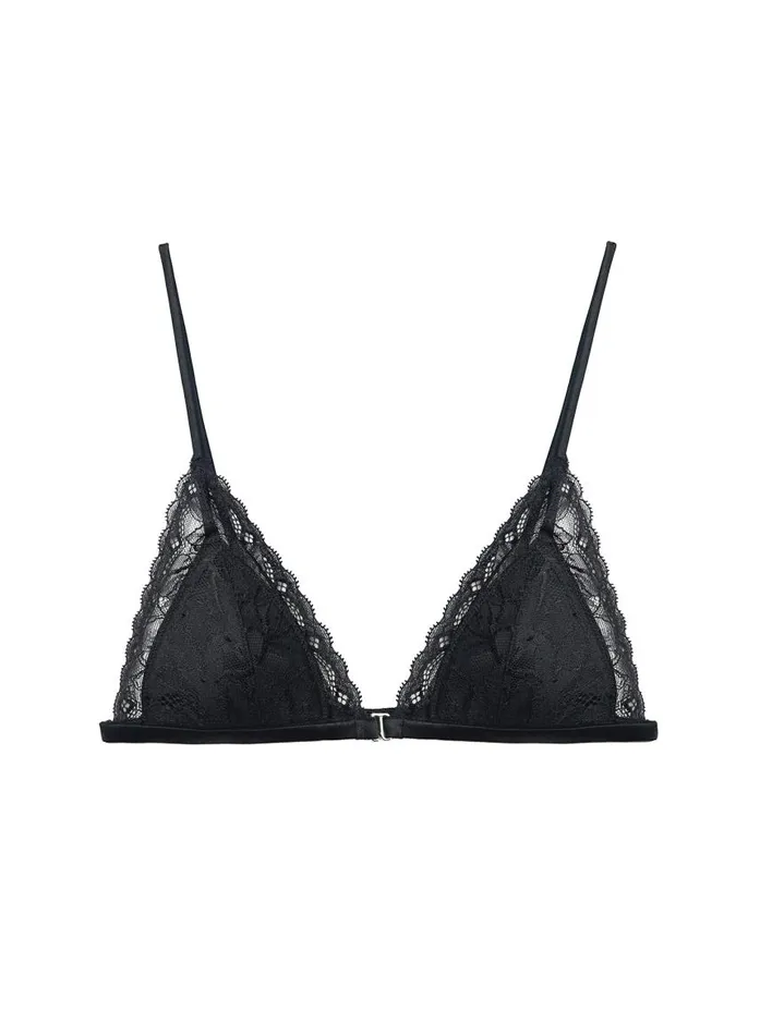 Fleur Du Mal Bralettes and Wireless Bras Women Gardenia Lace Triangle Bra Black Fleur Du Mal Bralettes and Wireless Bras Women Gardenia Lace Triangle Bra Black