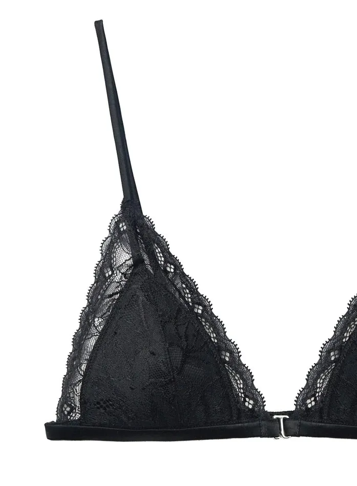 Fleur Du Mal Bralettes and Wireless Bras Women Gardenia Lace Triangle Bra Black Fleur Du Mal Bralettes and Wireless Bras Women Gardenia Lace Triangle Bra Black