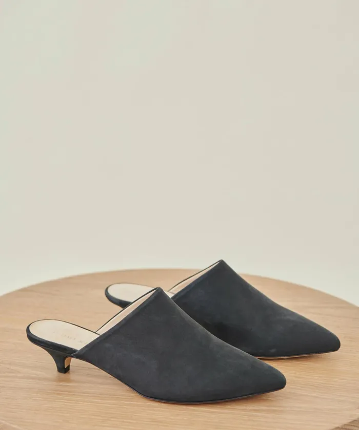 Heels Women Jenni Kayne Oiled Leather Kitten Heel Mule Black