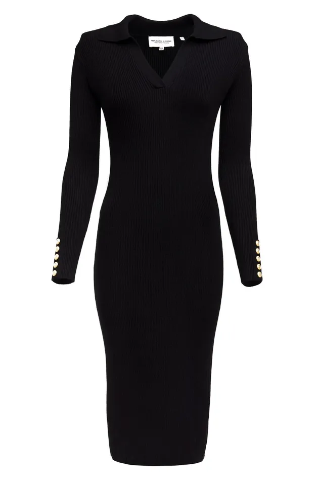 Holland Cooper Dresses Women Knitted Shirt Dress Black Holland Cooper Dresses Women Knitted Shirt Dress Black